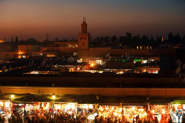 Tramonto Nella Città Marrakech Marocco — Foto Stock