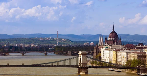 Budapest Panorama Mit Der Elisabethbrücke — Stockfoto