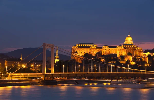 Budapešť Panorama Řetězovým Mostem — Stock fotografie