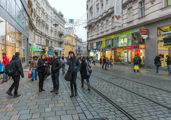 Brno Czech Republic December 2016 Люди Центрі Міста Брно Друге — стокове фото