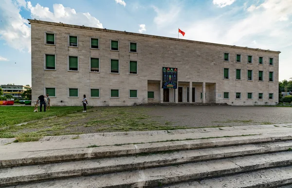 Tirana Albania June 2018 Building Pallati Kongreseve Congress Palace Deshmoret — Stock Photo, Image