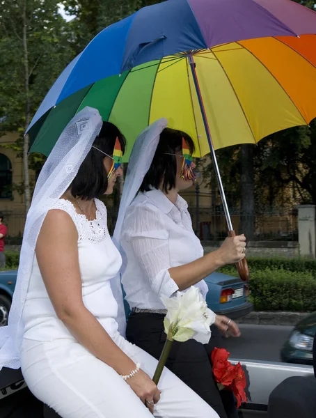 Budapest Ungarn Juli Teilnehmer Der Ungarischen Gay Pride Juli 2007 — Stockfoto