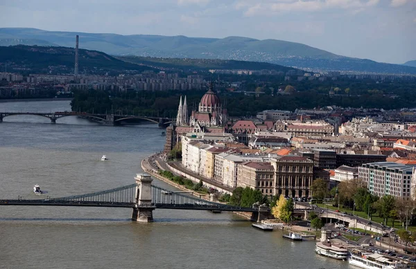 Panorama Budapeste Com Ponte Elisabeth — Fotografia de Stock