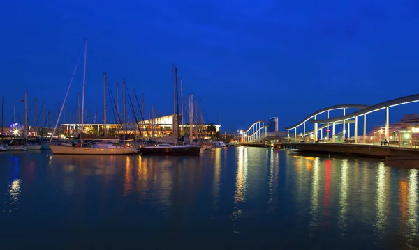 Port Barcelonie Zachodzie Słońca Hiszpania — Zdjęcie stockowe