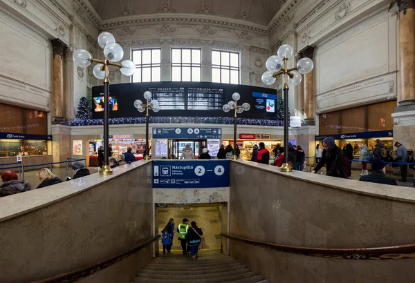 Brno República Checa Dezembro 2016 Interior Principal Estação Ferroviária Uma — Fotografia de Stock