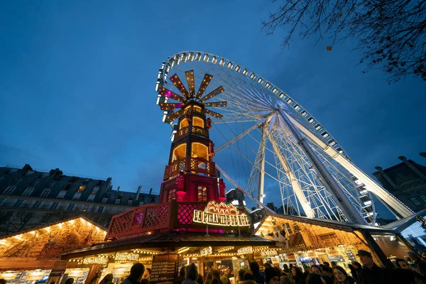 París Francia Noviembre 2019 Rueda Ferris Iluminada Mercado Navidad Del — Foto de Stock