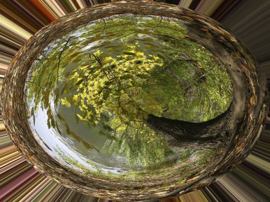 Yaz aylarında gölet tarafından central park ın görüntü bir küre d içine yapılan