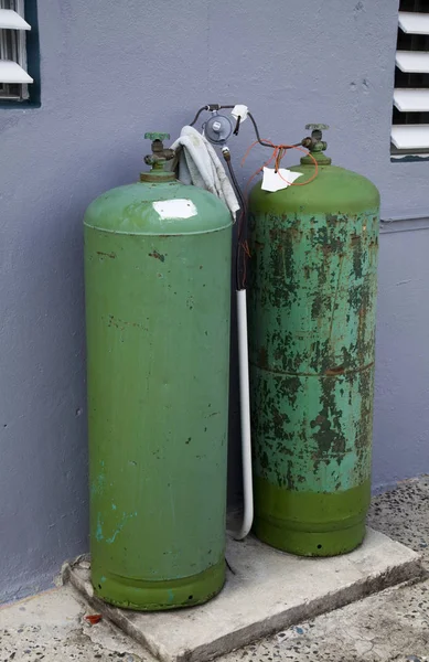 Large propane tanks used in Puerto Rico to provide gas to home o