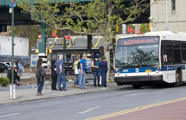 Bronx New York Usa May 2020 People Board Public Bus — Stock Photo, Image