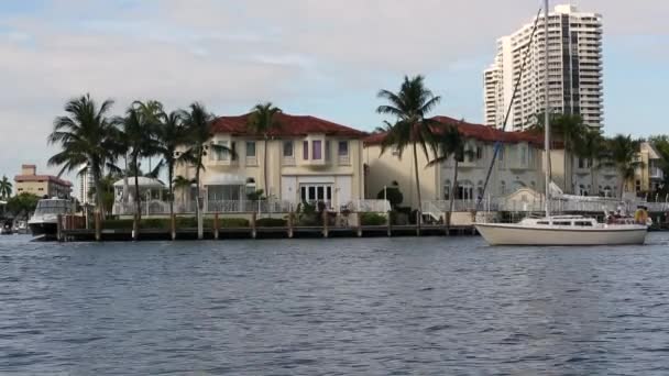 Miami Eua Dezembro 2018 Modern Luxury Boat Yatch Miami Bay — Vídeo de Stock