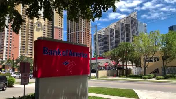 Miami Usa April 2019 Bank America Sign Sonneninseln Bank America — Stockvideo