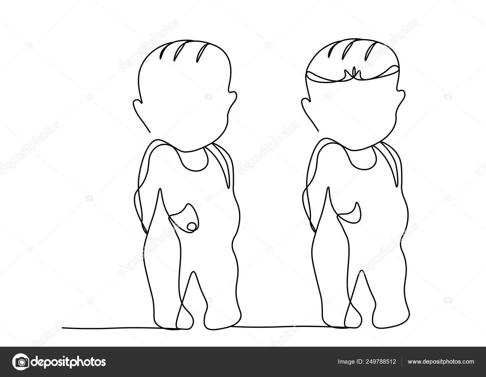 Line Drawing Of Baby Girl Baby Girl And Boy One Line Drawing
