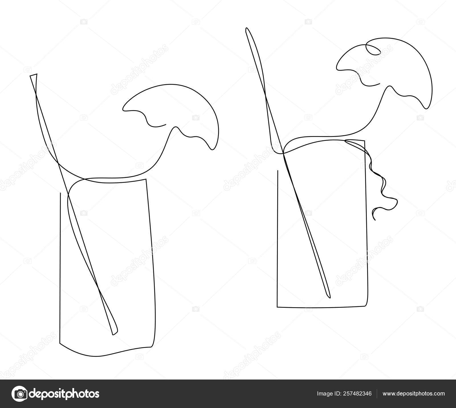 Vector Umbrella Line Drawing Cocktails Glass With Umbrella One Line Drawing Vector Illustration Stock Vector C Project Marketing Kv Ukr Net 257482346