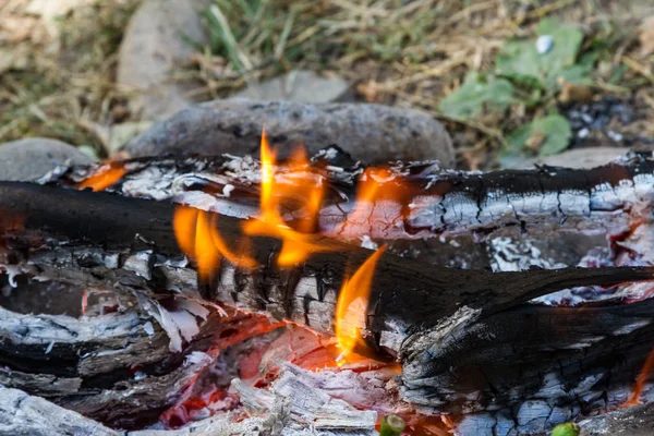 Brasas Fogo Lenha Queimada — Fotografia de Stock