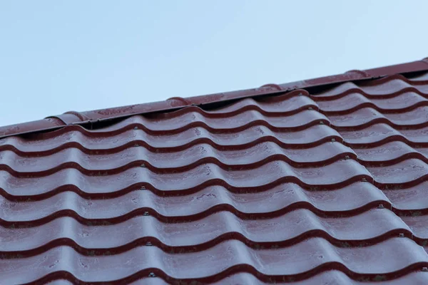 Frost Roof Red Metal — Stock Photo, Image