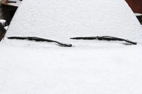 Limpadores Carro Espreitando Debaixo Neve — Fotografia de Stock