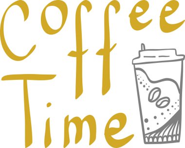 kahve zaman yazıt kahve Kupası el ile çizilmiş vektör çizim