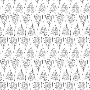 Elle çizilmiş ağaç dalları deseni. Vektör arka planı. Dikişsiz botanik desen