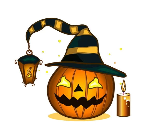 Citrouille Halloween Avec Chapeau — Image vectorielle