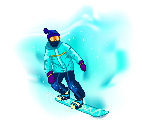 Snowboardzista Akcji Stok Narciarski Naklejki Ścienne — Wektor stockowy