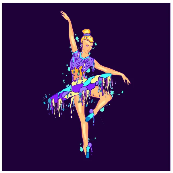 Балерина Красочном Платье Зеленом Фоне Абстрактный Красочный Фон Танцующей Девушкой — стоковый вектор