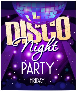 Disko partisi poster şablonu parıltı ve pırıltı, ışık efekti