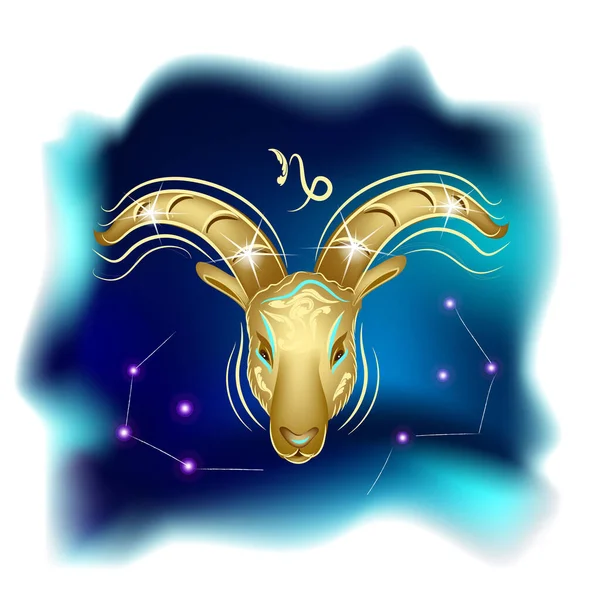 Kozoroh Magická Čarodějnická Karta Astrologií Kozoroh Znamení Zvěrokruhu Realistická Ruční — Stockový vektor