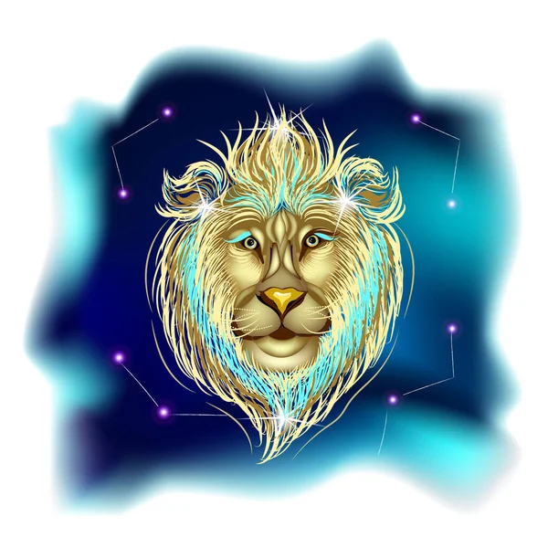 Carte Sorcellerie Magique Moderne Avec Signe Astrologique Zodiaque Lion Main — Image vectorielle