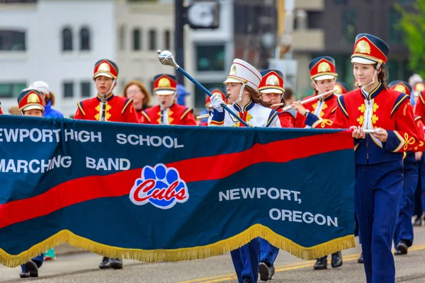 Portland Oregon Usa Czerwca 2018 High School Newport Marching Band — Zdjęcie stockowe