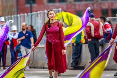Portland, Oregon, Amerika Birleşik Devletleri - 9 Haziran 2018: Westview lise bandosu Portland sırasında Grand çiçek geçit Festival 2018 gül.