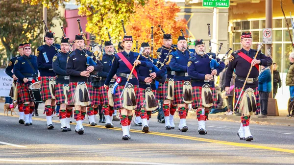 Portland Oregon Usa Listopada 2018 Portland Policji Highland Straży Pipe — Zdjęcie stockowe