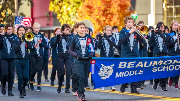 Portland Oregon Usa November 2018 Beaumont Middle School Marching Band — Stockfoto
