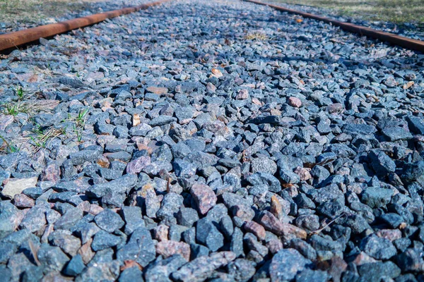 Pietre Sulla Ferrovia Rotaie Vanno Texture — Foto Stock