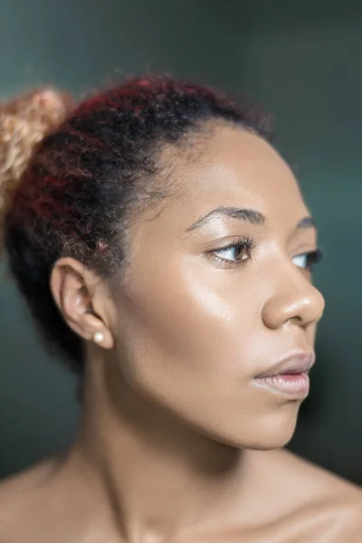 Portrait of an afro american girl. professional natural makeup — Stock Photo, Image