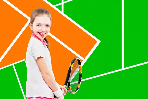 Portrait Une Jeune Joueuse Tennis Joyeuse — Photo