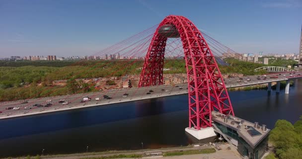 Zhivopisniy Bridge Moszkva Oroszország Légi Nézd Meg Felülről — Stock videók