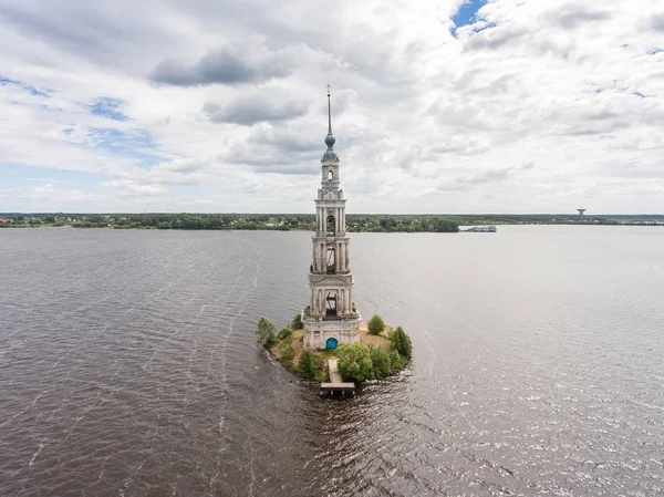 Kalyazinskaya Campanile Della Cattedrale San Nicola Acqua Campanile Allagato Kalyazin — Foto Stock