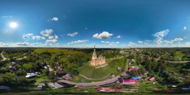 Mozhaisk Kremlin, Novo-Nikolsky Katedrali. Rusya. Tam panorama 360. Hava