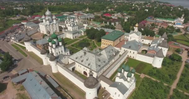 Luchtfoto Van Het Kremlin Rostov Great Bovenaanzicht Antenne Ultra — Stockvideo