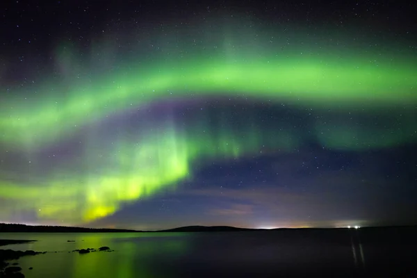 Schöne Nordlichter Polarlichter Polarlichter September Einzigartiges Phänomen Sternenhimmel — Stockfoto