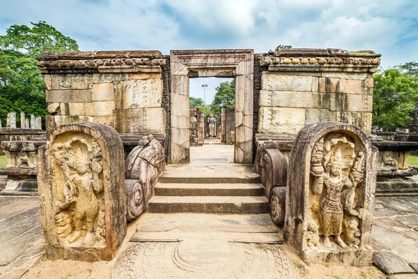 Sri Lanka, Polonnaruwa, Royal Palace of King Parakramabahu. The Palace Complex of King Parakramabahu. Bas-relief and entrance