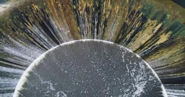 Semicircular Funnel Waterfall View Aerial Fps — Stock Video