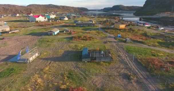 Teriberka Kust Van Noordelijke Ijszee Dorp Het Uiterste Noorden Regio — Stockvideo