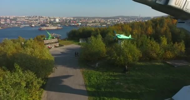 Murmansk Rusia Monumento Guerra Abram Cape Aérea — Vídeos de Stock