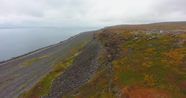 Far North Beautiful Cliffs Sea Aerial — Stock Video