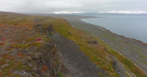 Norte Hermosos Acantilados Junto Mar Antena — Vídeo de stock