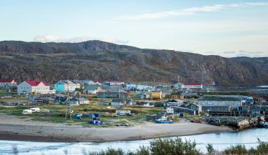 Teriberka. Arctic Okyanusu 'nun kıyısı. Rusya.