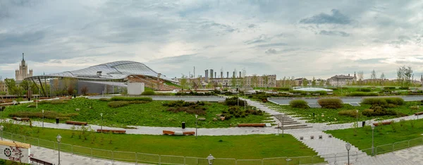 Nagy Panoráma Zaryadye Park Moszkvában Emberek Nélkül Oroszország — Stock Fotó