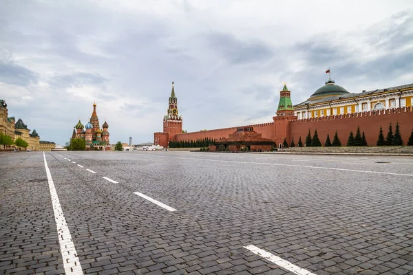 Plac Czerwony Kreml Bez Ludzi Covid Moskwie Rosja Obraz Stockowy