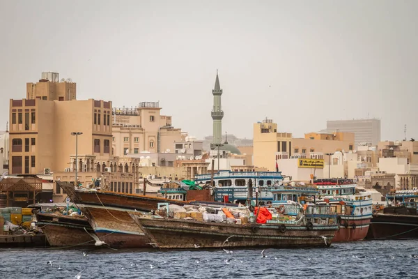 Canal Dubai Creek Barco Abra Emiratos Árabes Unidos Dubái Histórico — Foto de Stock